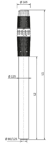 Ubbink Sekurit concentrique PP/PP passage toiture (longueur 1570mm) 80/125 mm