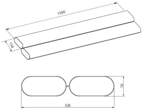 Zehnder ComfoFlat CK 300 conduit double (longueur 1500mm) 70 x 326 mm