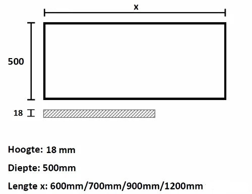 Procasa Kivu plan vasque HPL 900 x 500 x 18 mm - blanc laminat