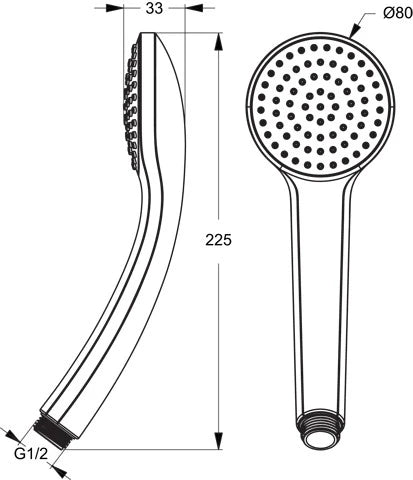 Ideal Standard IdealRain douchette 80MM chromé 1 fonction