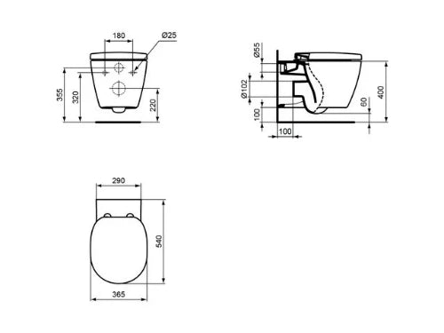 Ideal Standard Connect toilette suspendue Aquablade - blanc - B360xD540 mm