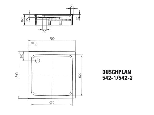 TUB DE DOUCHE acier emaille KALDEWEI DUSCHPLAN 80 - 80 o 6,5 ! CM blanc 542-1 sans styropor