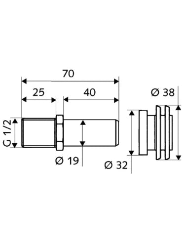 Schell allimentation urinoir 1/2 - pour raccordement à l'arrière