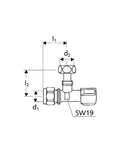 ROBINET D'ARRET EQUERRE SCHELL COMFORT 3/8 X 15 MM chromé .