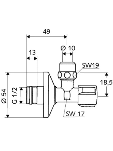 Schell Comfort robinet d'arrêt équerre 1/2 x 10 mm - chromé - agréé Belgaqua - avec clapet anti-retour double