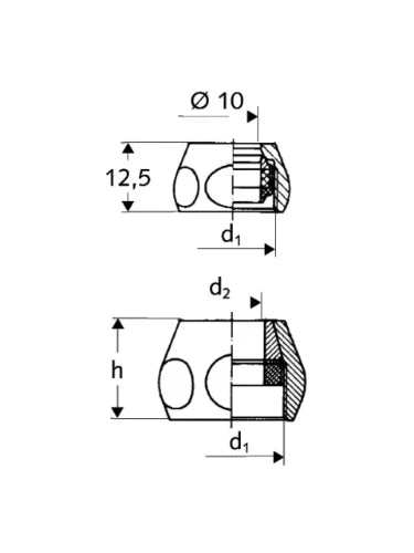 Schell écrou 10 x 3/8 F - chromé - avec bague de compression - modèle court