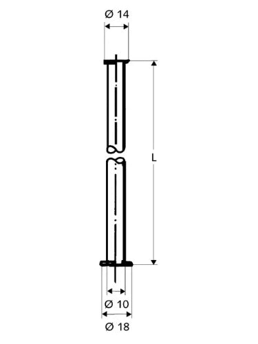 Schell tuyau 10 x 600 mm - chromé - avec 2 collerettes 3/8 et 1/2