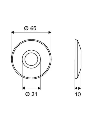 ROSACE SCHELL 65MM chromé trou 1/2"(21mm) largeur 10mm