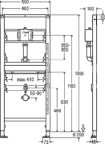 ELEMENT DE MONTAGE URINOIR VIEGA PREVISTA DRY 50 cm - 130 cm ! antracite acier