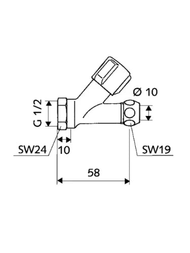 Schell Comfort robinet d'arrêt droite 1/2 x 10 mm - chromé - sans rosace