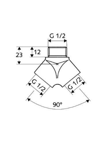 Schell pièce-Y MFF 1/2 x 1/2 x 1/2 - chromé