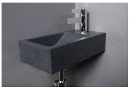Procasa Thiny lave-mains 400 x 220 mm - granit adouci - avec trou de robinet droite - sans trop-plein