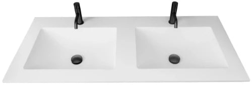Procasa Solid table-vasque en surface solid avec 2 vasques 1400 x 500 x 20 mm - blanc mat - avec trous de robinet