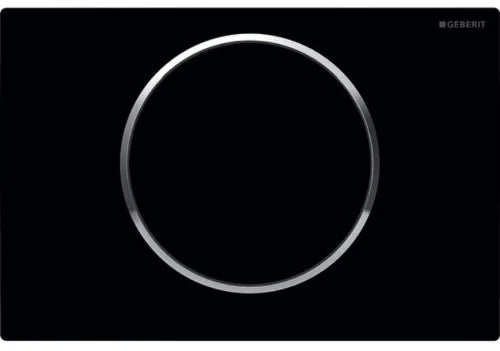 Geberit Sigma 10 plaque de commande noir anneau chromé plastique avec 1 bouton poussoir noir