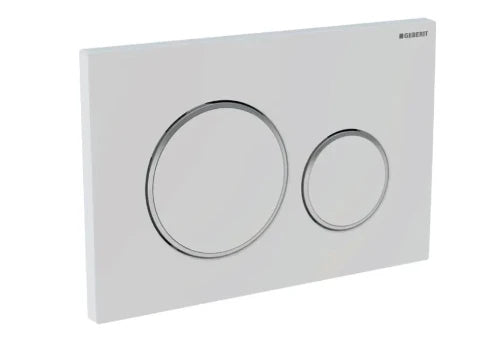 Geberit Sigma 20 plaque de commande - blanc mat - avec 2 touches - synthétique anneaux design chromé brillant