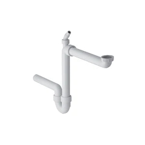 Geberit PP siphon tubulaire simple gain de place 6/4 x 40 mm - blanc - avec raccordement machine à laver
