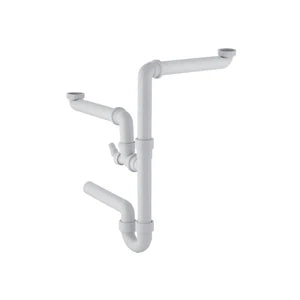 Geberit PP siphon tubulaire double gain de place 6/4 x 40 mm - blanc - avec raccordement machine à laver
