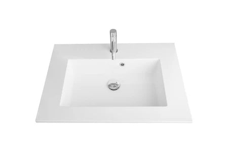 Procasa Quadra table vasque marbre de synthèse avec 1 vasque 700 x 500 mm - blanc mat
