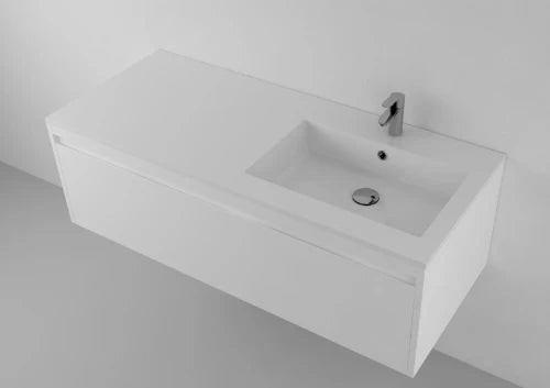 Procasa Quadra table vasque marbre de synthèse avec 1 vasque droite 1200 x 500 mm - blanc mat