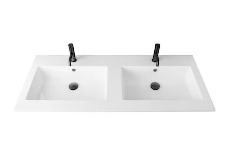 Procasa Quadra table vasque marbre de synthèse avec 2 vasques 1400 x 500 mm - blanc mat