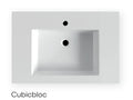 TABLETTE VIKA 140 - 55,5 o 2,5 ! CM blanc marbre synthetique avec 2 lavabos