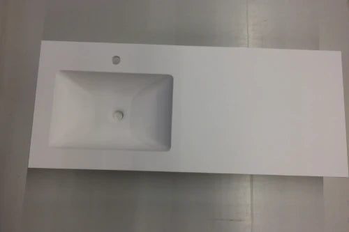 Procasa Solid table-vasque en surface solid avec 1 vasque gauche 1400 x 500 x 20 mm - blanc mat - avec trou robinet