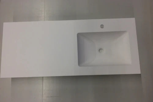 Procasa Solid table-vasque en surface solid avec 1 vasque droite 1400 x 500 x 20 mm - blanc mat - avec trou de robinet