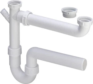 Viega PP siphon tubulaire double avec WMA 6/4 x 40 mm - blanc - évacuation horizontale