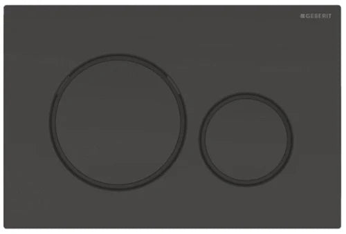 Geberit Sigma 20 plaque de commande - jet black ral 9005 - avec 2 touches anneaux design en noir mat