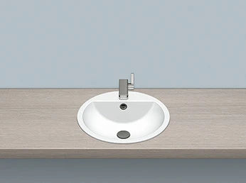 Laufen Form lavabo encastré rond 450 mm - blanc - acier émaillé - avec trou de robinet - avec trop-plein - émaillé intérieur/extérieur