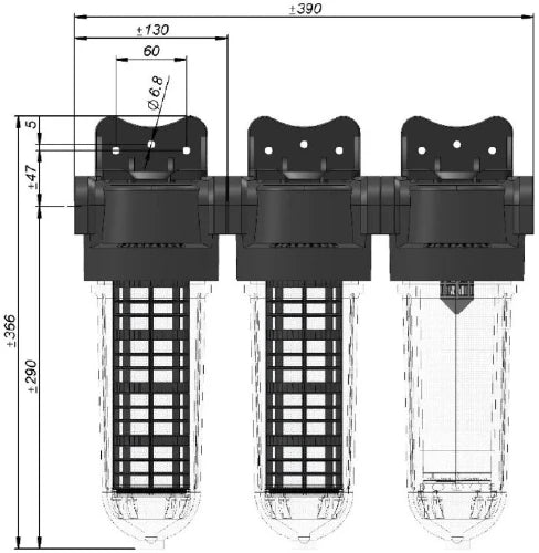 Cintropur Smart Line SL240 TRIO-CTN filtre à eau trio 3/4 x 3/4 - 25 micron - débit 500 l/h