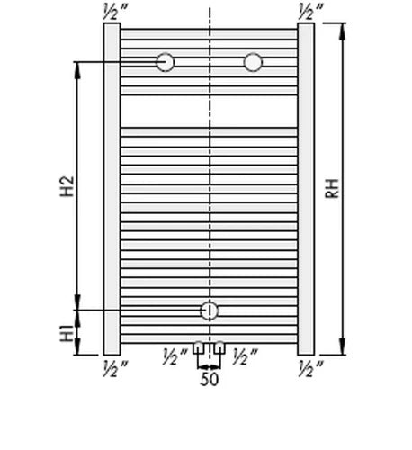 Procasa Initium radiateur sèche-serviette 1993 x 737 mm - 1303 Watt (EN442 75/65/20) - connexion universele (G/D & central) - Ral 9016 blanc signalisation