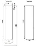 Procasa Kivu colonne avec 1 porte 350 x 330 x 1690 mm - smoked oak - réversible