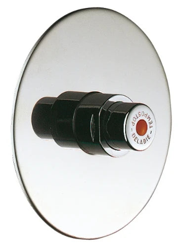 ROBINET TUB DE DOUCHE DELABIE TEMPOSTOP à encastrer, temporise, avec plaque ronde 130 mm
