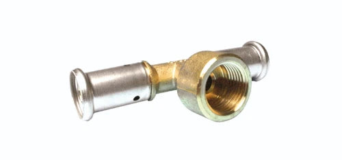 Henco laiton à sertir té réduit avec filetage femelle 90° FFF 20 x 3/4 F x 20 mm