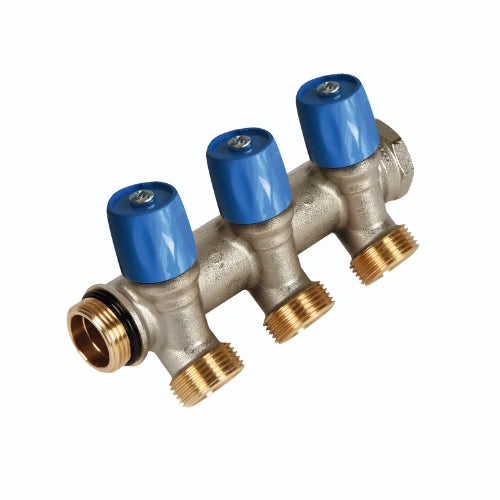 Henco VBS laiton collecteur avec vannes d'arrêt 3/4 - 2 x EK3/4 - rouge