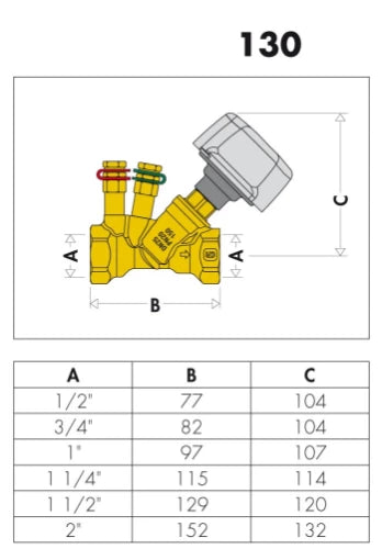 Caleffi 130 vanne d'équilibrage FF 4/4 x 4/4