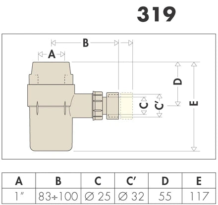 Caleffi 319 siphon pour groupe de sécurité pour boiler 4/4 - blanc