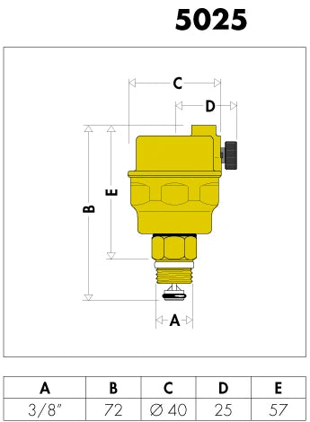 Caleffi 502 Robocal purgeur automatique 3/8 M - laiton - avec clapet d'isolement