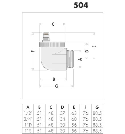 Caleffi 504 Aercal purgeur automatique équerre 1/2 - chromé