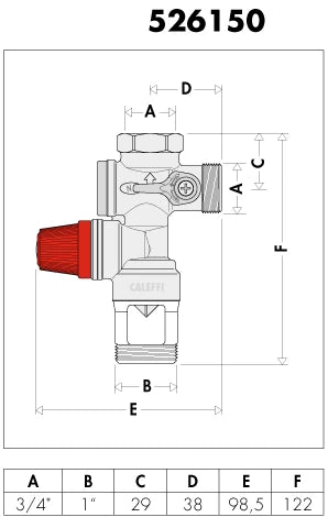Caleffi 526 groupe de sécurité boiler MF 3/4 x 3/4 - 7 bar