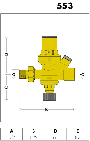 Caleffi set de remplissage automatique avec manomètre FF 1/2 x 1/2
