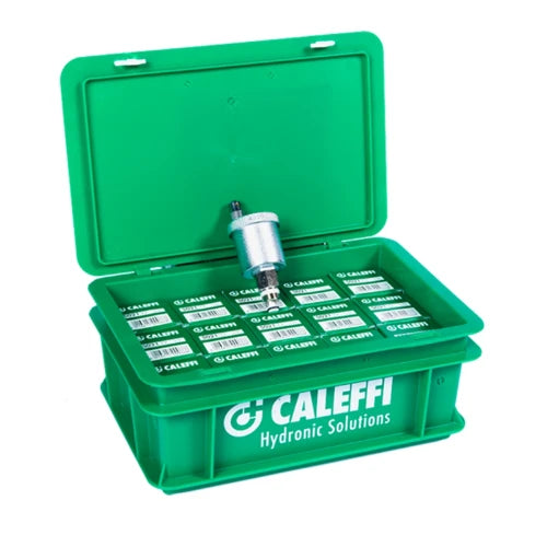 Caleffi Promobox 15x Minical purgeur automatique 1/2 M - chromé - avec clapet d'isolement - capuchon hygroscopique