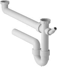 Geberit PP siphon tubulaire double6/4 x 40 mm - blanc - avec raccordement machine à laver - anneau réducteur 6/4 x 5/4