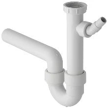Geberit PP siphon tubulaire simple 6/4 x 40 mm - blanc - avec raccordement machine à laver - anneau réducteur 6/4 x 5/4