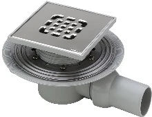 Viega Advantix siphon de sol - horizontal - avec bride de serrage - avec rehausse 150 x 150 - grille inox - garde d'eau 30 mm