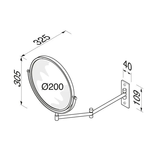 Geesa Mirror miroir 200 mm - sans éclairage 5x agrandissant et normal - 2 bras