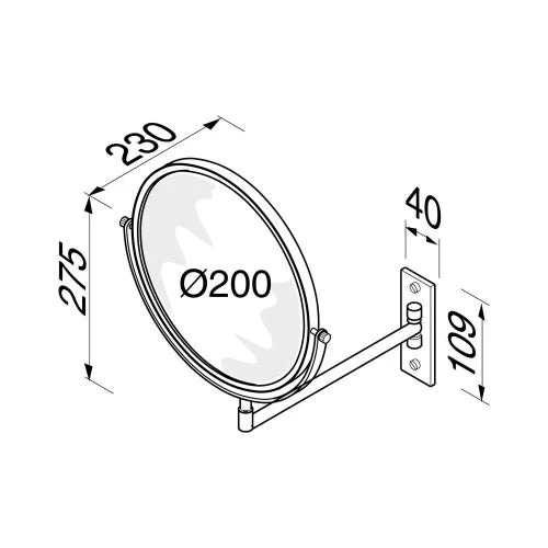 Geesa Mirror miroir de rasage 200 mm - 1 bras, normal et 3x agrandissant
