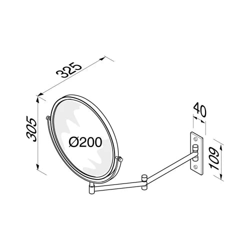 Geesa Mirror miroir de rasage 200 mm chromé pivotable sans éclairage-3x agrandissant