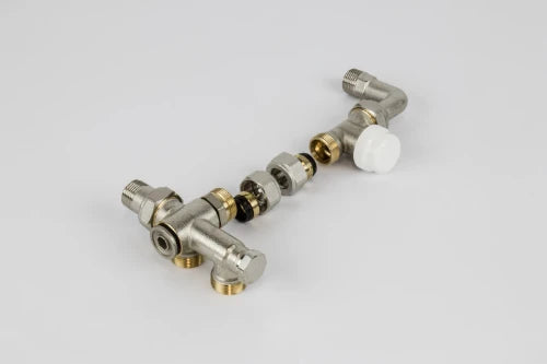 Begetube set à trois voies thermostatisable 50% connexion mural avec vanne droite avec coude 1/2 x M24